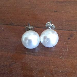 Large pearl earrings